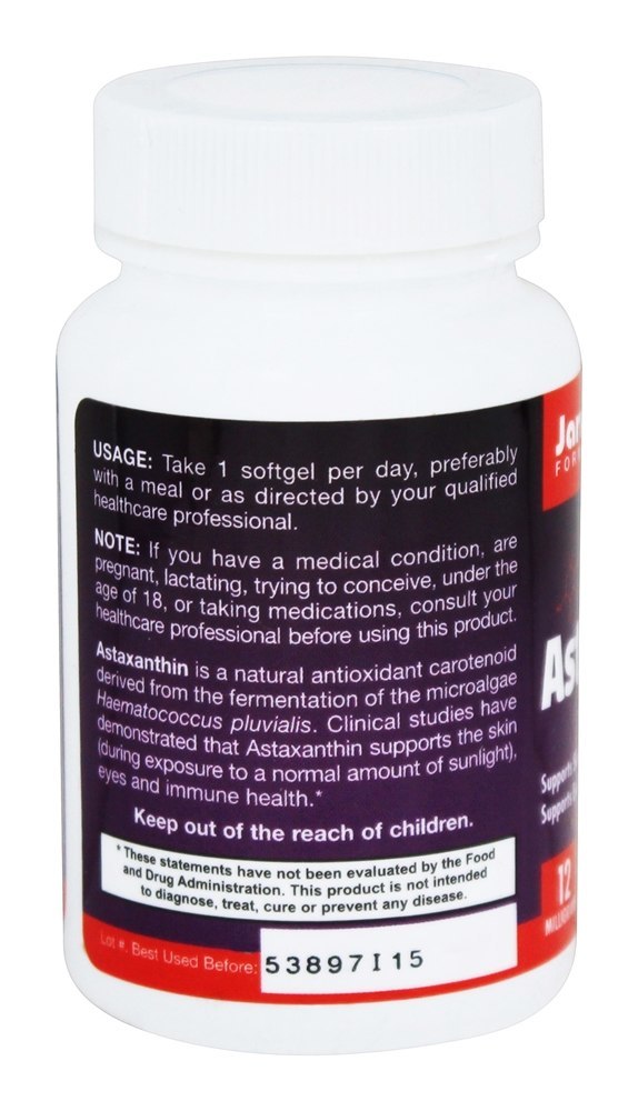 Astaxantina 12 mg. - 30 Softgels Jarrow Formulas - Imagem 3