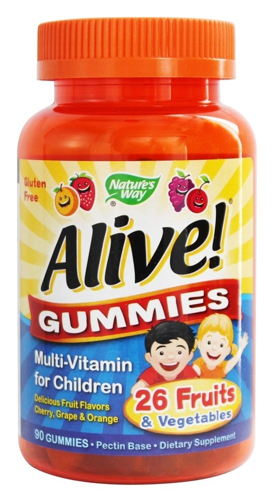 Alive! Gominhas Multivitamínicas Para Crianças Sabor Natural de Laranja & Frutas - 90 Gummies Nature's Way