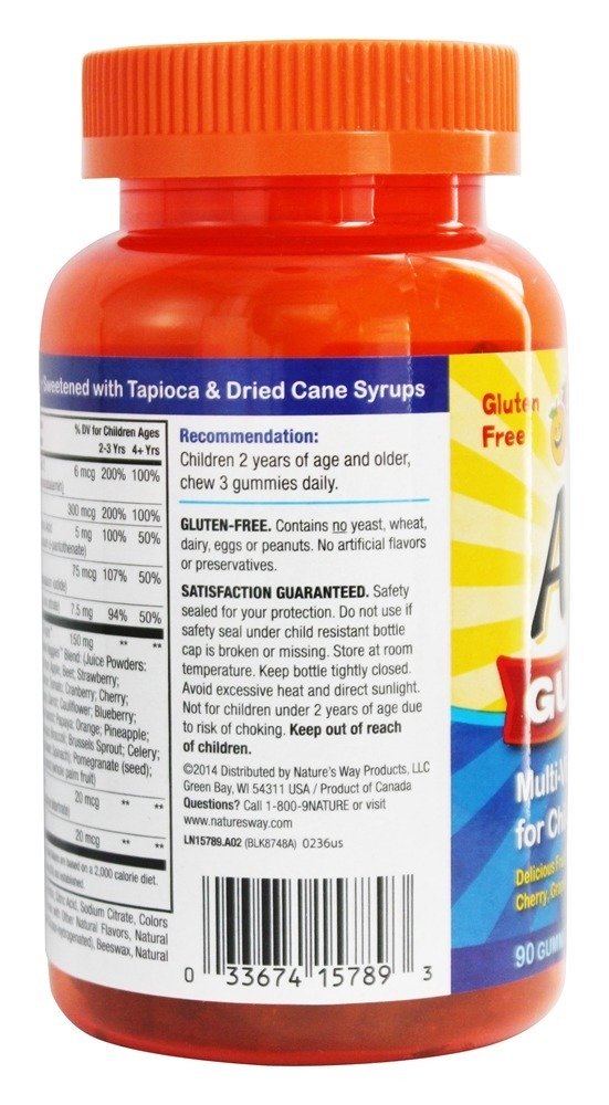 Alive! Gominhas Multivitamínicas Para Crianças Sabor Natural de Laranja & Frutas - 90 Gummies Nature's Way - Imagem 4