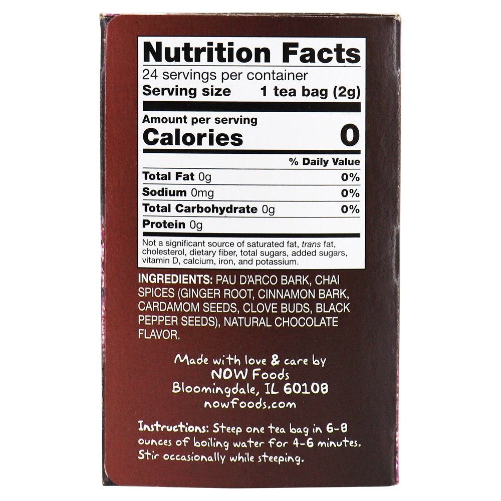 NOW Chá Real Pau D'Arco - 24 Saquinhos de Chá NOW Foods - Imagem 2