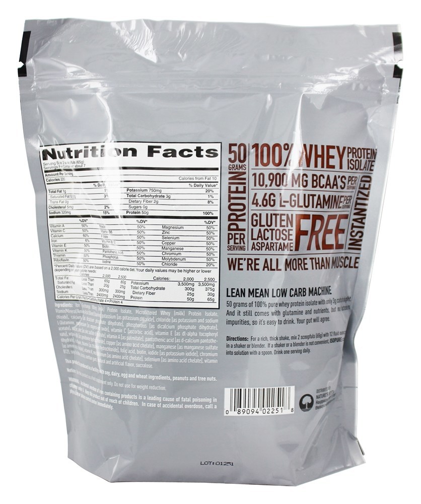 Isopure Baixo Carb Sabor Chocolate Holandês - 1 lb. Nature's Best - Imagem 2