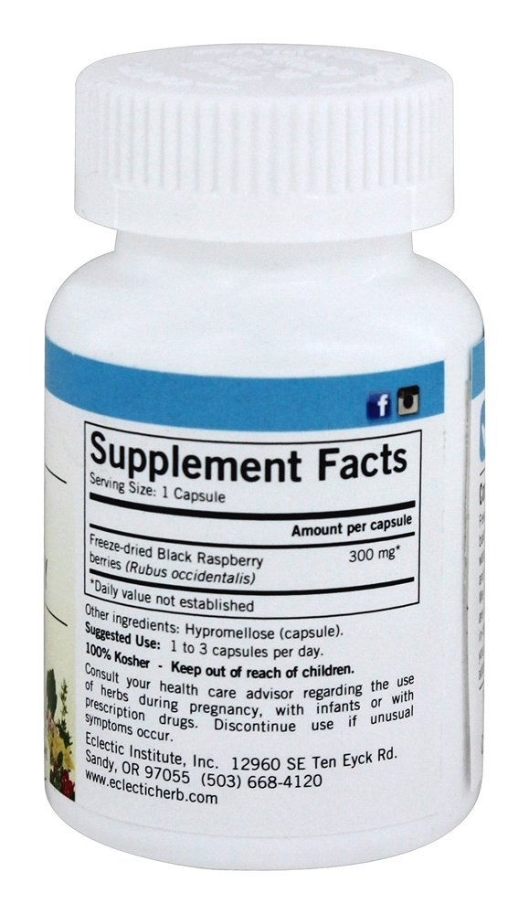 Framboesa Preta 300 mg. - Cápsulas vegetarianas 90 Eclectic Institute - Imagem 2