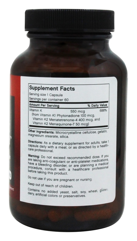 Vitamina K Triplo Jogar Avançado Fórmula Completo Spectrum Complexo - Cápsulas 60 Futurebiotics - Imagem 2