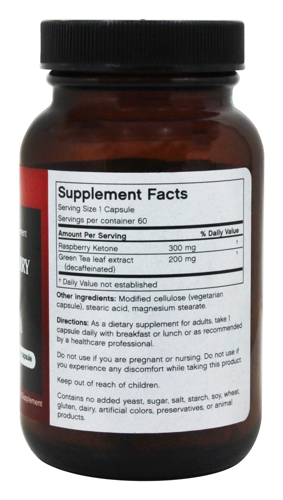 Framboesa Cetona & Chá Verde 100 % Suplemento Vegetariano 300 mg. - Cápsulas vegetarianas 60 Futurebiotics - Imagem 2