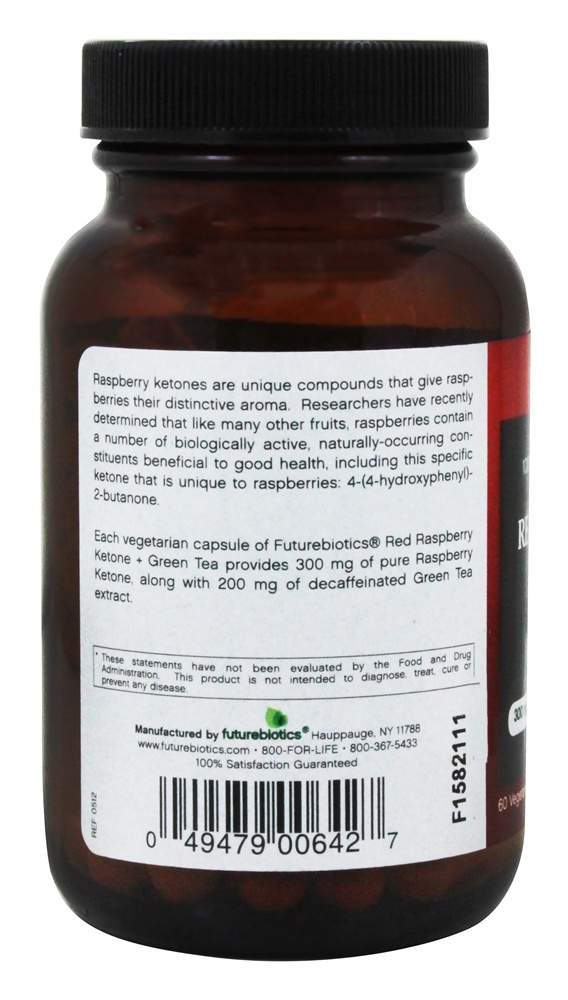 Framboesa Cetona & Chá Verde 100 % Suplemento Vegetariano 300 mg. - Cápsulas vegetarianas 60 Futurebiotics - Imagem 3