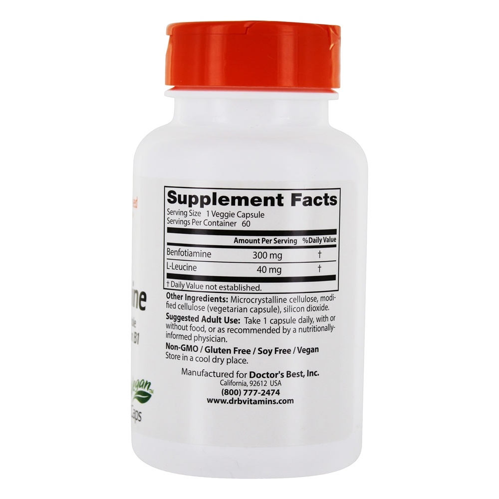 Benfotiamina Vitamina B1 Solúvel em Gordura 300 mg. - 60 Cápsula (s) vegetal (s) Doctor's Best - Imagem 2