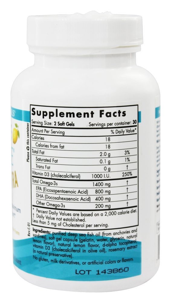 Ultimate Omega Xtra Sabor Limão 1000 mg. - 60 Softgels Nordic Naturals - Imagem 2