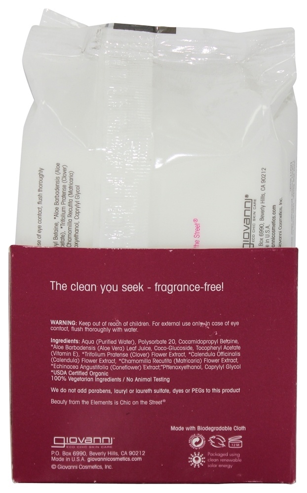 Toalhetes de Limpeza Facial Suavizantes Sem perfume - 30 Toalha (s) Giovanni - Imagem 2