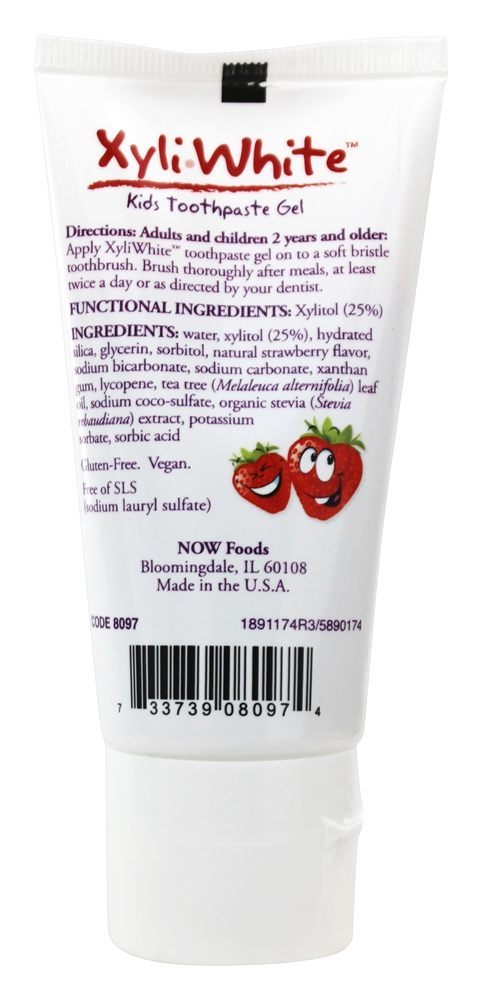 NOW Solutions XyliWhite Kids Creme dental gel morango Splash - 3 oz. NOW Foods - Imagem 2