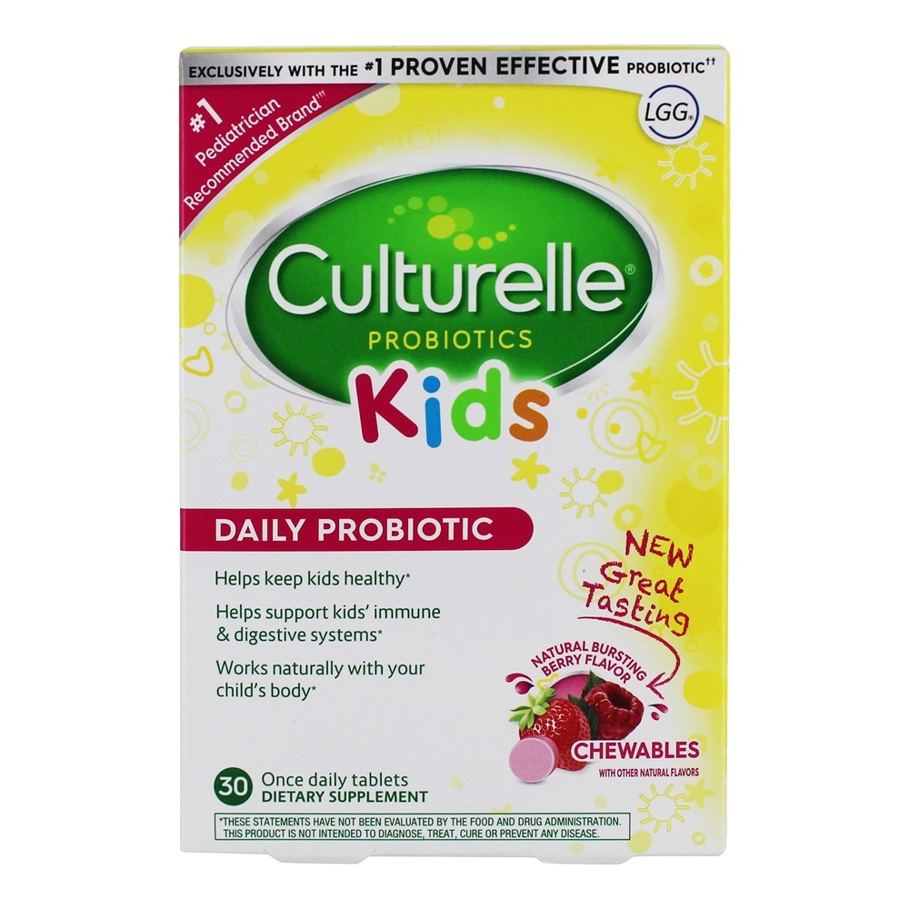 Probiótico Diário Infantil Sabor de Frutas 5 Bilhões de UFC - 30 comprimidos mastigáveis Culturelle