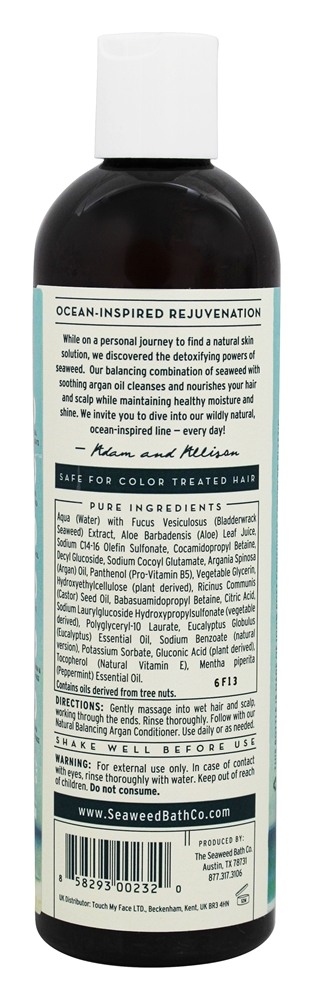 Natural Equilíbrio Argan Xampu Eucalipto & Hortelã-pimenta Perfume - 12 fl. oz. The Seaweed Bath Co. - Imagem 2