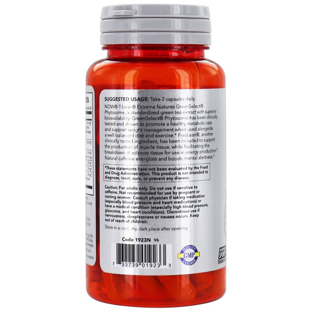 NOW Sports T-Lean Controle extremo de peso - 60 Cápsula (s) vegetal (s) NOW Foods - Imagem 3