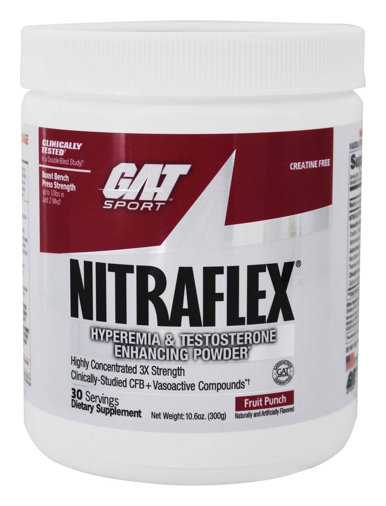 Hiperemia por Nitraflex e Pó para Melhoramento de Testosterona 30 Sucos de Frutas - 10.6 oz. GAT
