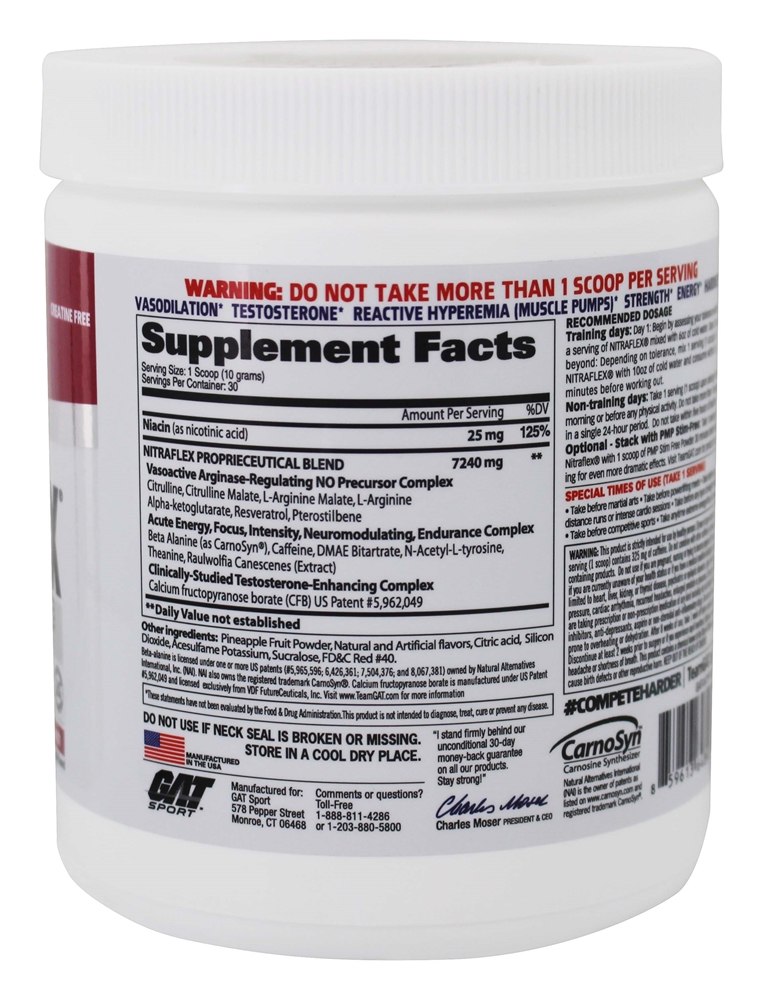Hiperemia por Nitraflex e Pó para Melhoramento de Testosterona 30 Sucos de Frutas - 10.6 oz. GAT - Imagem 2