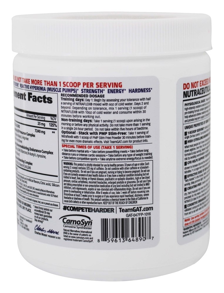 Hiperemia por Nitraflex e Pó para Melhoramento de Testosterona 30 Sucos de Frutas - 10.6 oz. GAT - Imagem 3