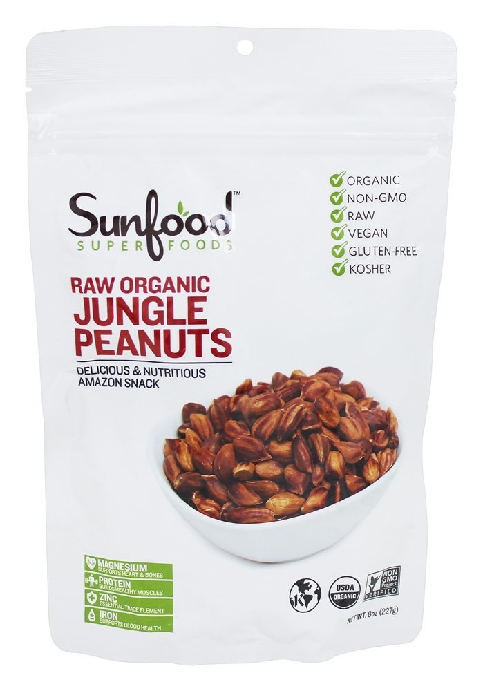 Amendoim orgânico cru da selva - 8 oz. Sunfood Superfoods