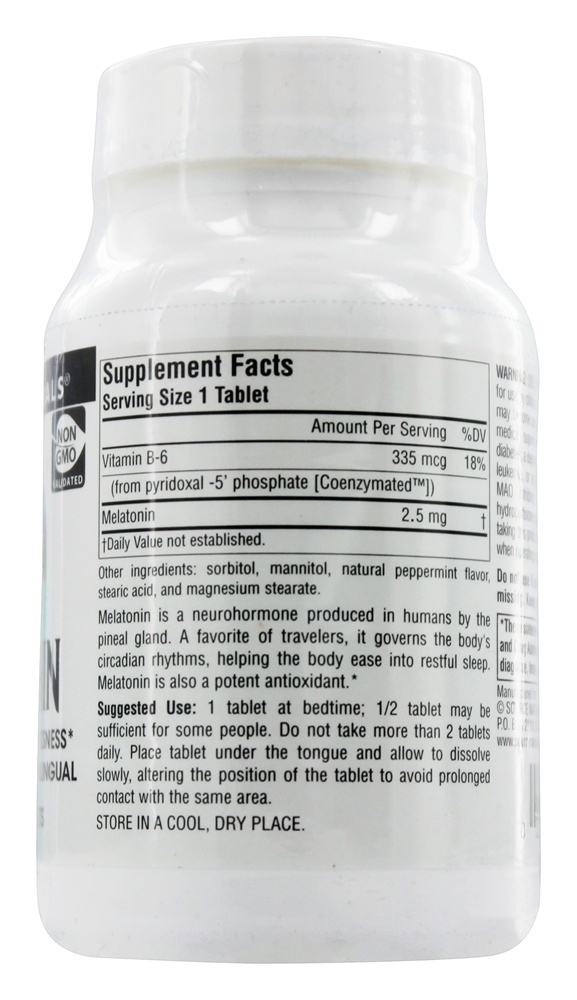 Melatonina Sublingual Sabor Hortelã 2.5 mg. - 240 Tablets Source Naturals - Imagem 2