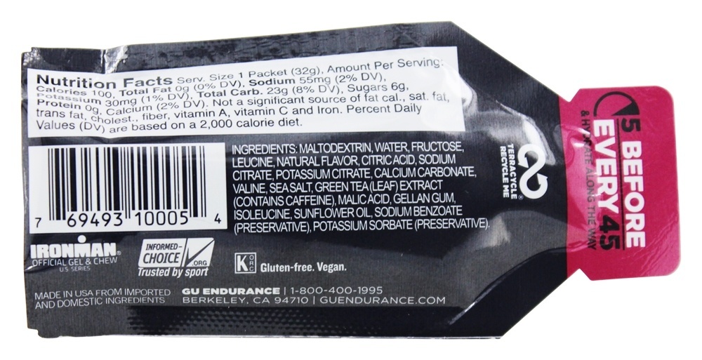 Gel energético 20mg Cafeína Tri-Berry - 1.1 oz. GU Energy - Imagem 2
