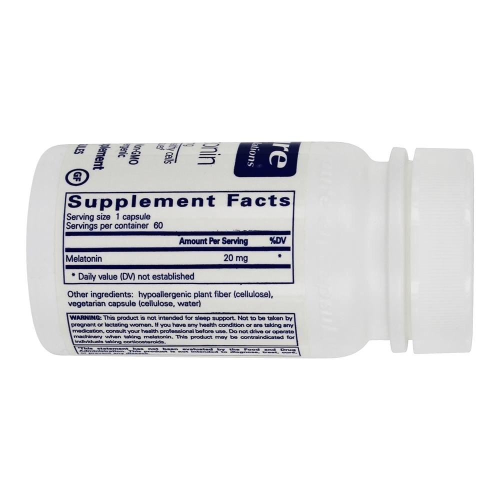 Melatonina para Células e Tecidos Saudáveis 20 mg. - Cápsulas vegetarianas 60 Pure Encapsulations - Imagem 2
