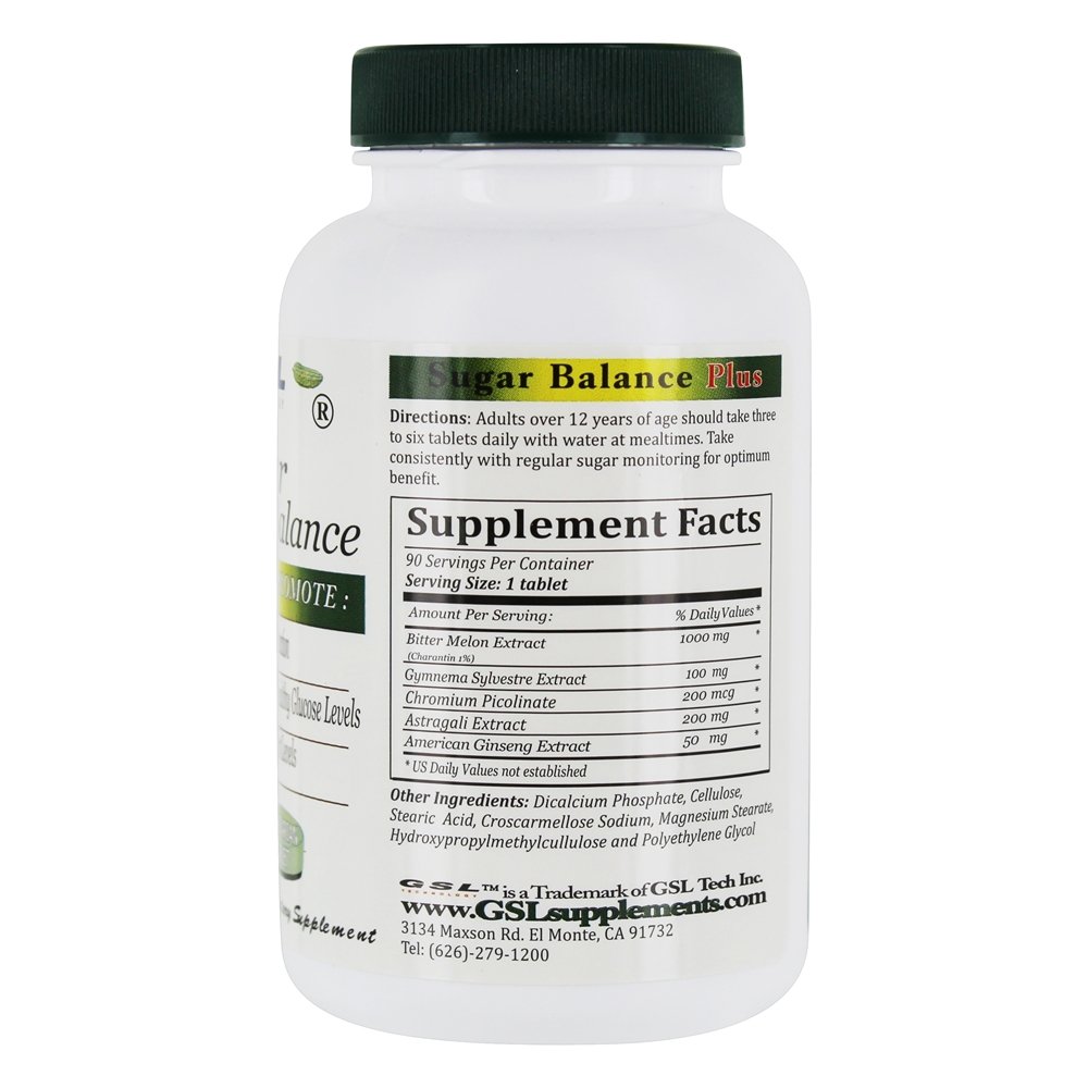 Sugar Balance Plus Para o Controle da Insulina, Níveis de Glicose e Peso - 90 Comprimidos vegetarianos GSL Technology - Imagem 2