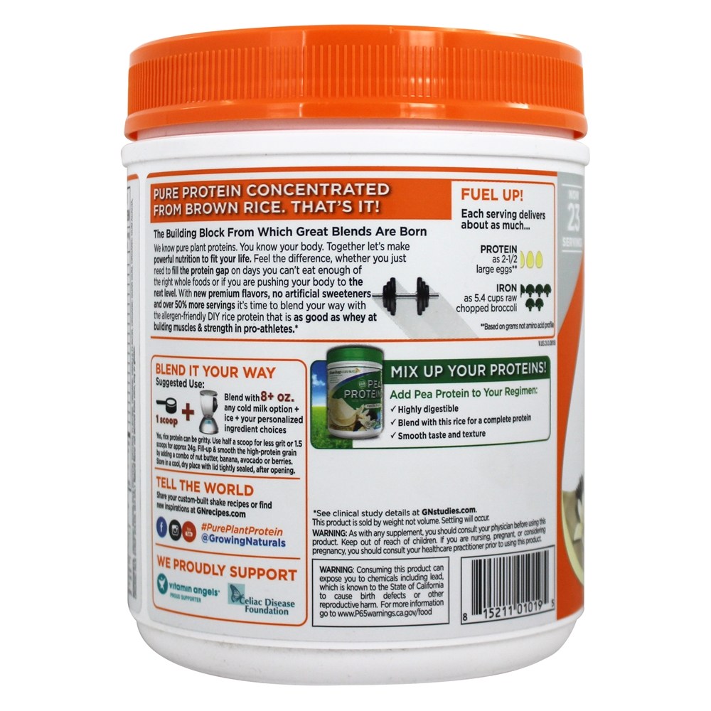 Premium Plant Protein Powder Baunilha Blast - 16.4 oz. Growing Naturals - Imagem 3