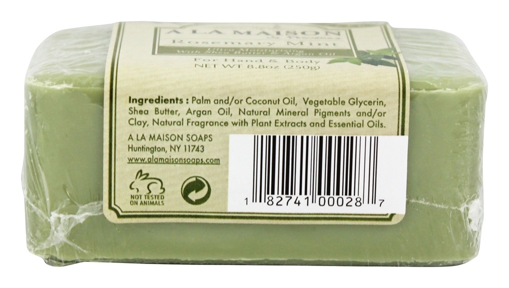 Tradicional Francês Moído Bar Sabão Alecrim Hortelã - 8.8 oz. A La Maison - Imagem 2