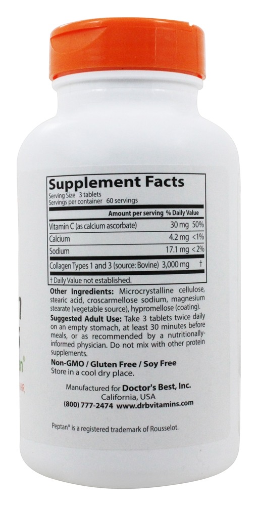 Tipos de colágeno 1 e 3 1000 mg . - 180 Tablets Doctor's Best - Imagem 2