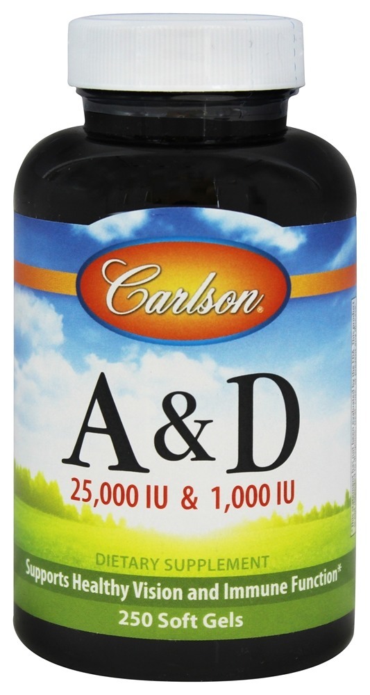 Vitamina A e D / 25.000 UI e 1,000 UI - 250 Softgels Carlson Labs