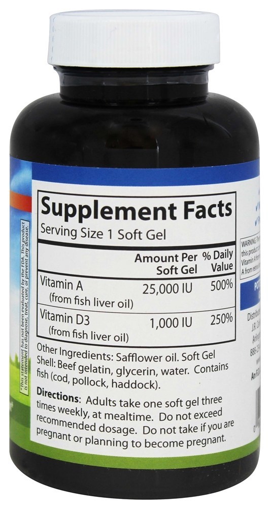 Vitamina A e D / 25.000 UI e 1,000 UI - 250 Softgels Carlson Labs - Imagem 2