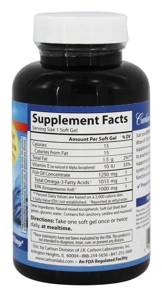 Gems Elite EPA 1000 mg. - 60 Softgels Carlson Labs - Imagem 2