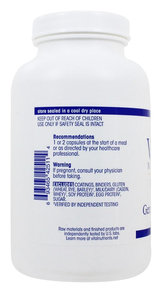 Betaína HCl Com Pepsina & Extrato de Raiz de Genciana - Cápsulas 225 Vital Nutrients - Imagem 3