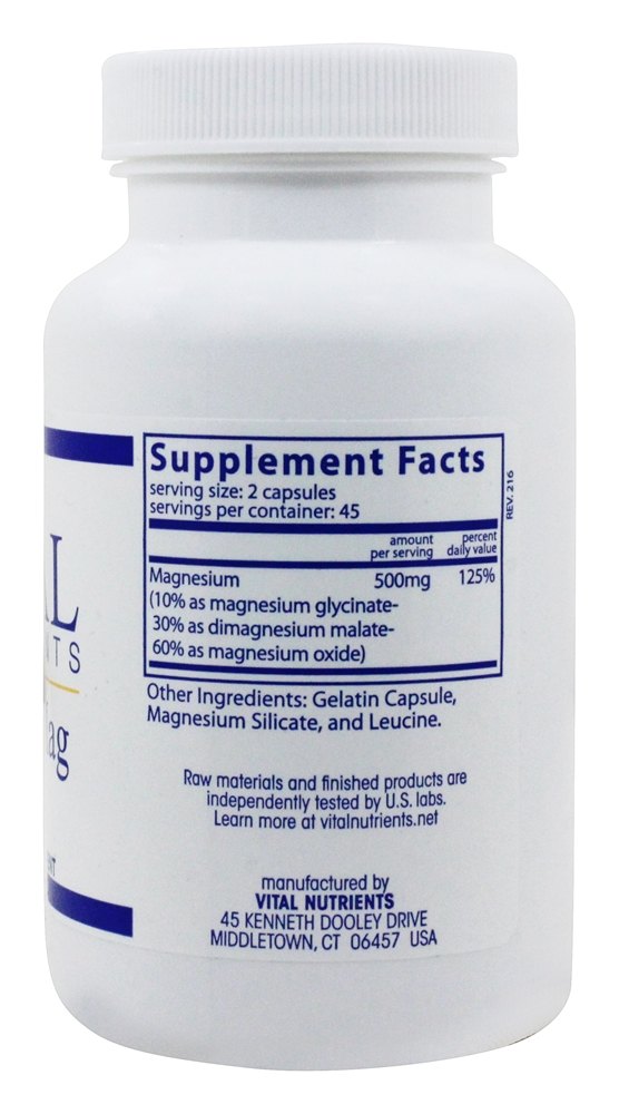 Triple Mag 250 mg. - Cápsulas 90 Vital Nutrients - Imagem 2
