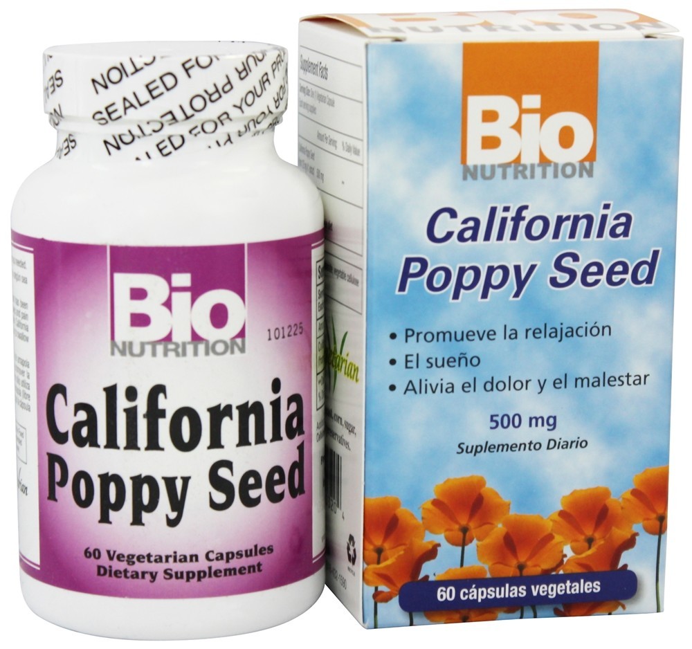 Semente de papoula da Califórnia 500 mg. - Cápsulas vegetarianas 60 Bio Nutrition