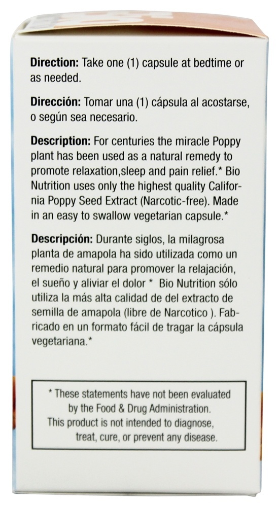 Semente de papoula da Califórnia 500 mg. - Cápsulas vegetarianas 60 Bio Nutrition - Imagem 2