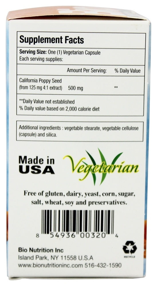 Semente de papoula da Califórnia 500 mg. - Cápsulas vegetarianas 60 Bio Nutrition - Imagem 3