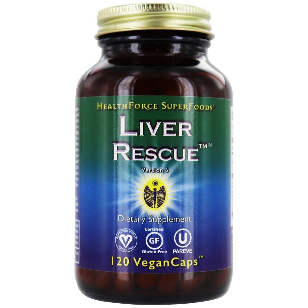 Versão de resgate hepático 6 - 120 Tampas veganas HealthForce Superfoods