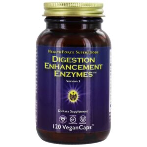 Versão das enzimas de aprimoramento da digestão 3 - 120 Tampas veganas HealthForce Superfoods