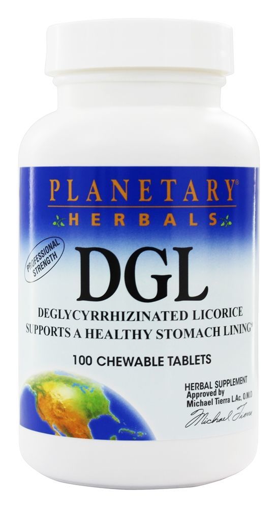 DGL Deglycyrrhizinat Alcaçuz Profissional Força - 100 comprimidos mastigáveis Planetary Herbals