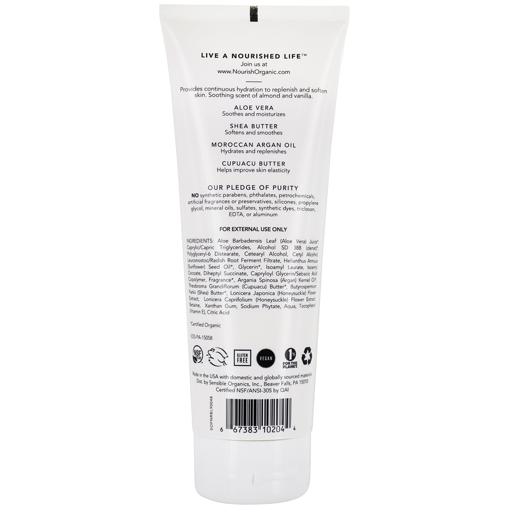 Loção Corporal Hidratante Orgânica Baunilha Amêndoa - 8 fl. oz. Nourish - Imagem 2