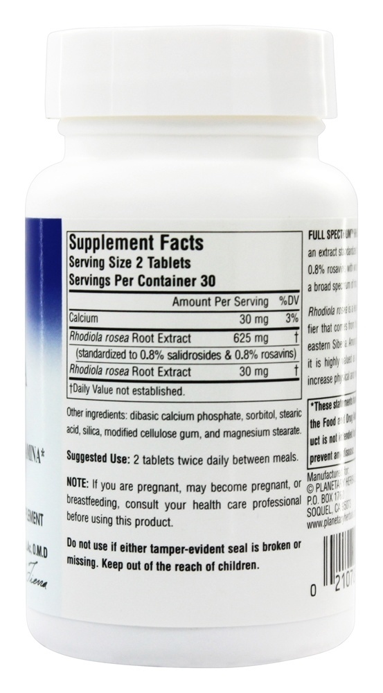Extrato de Rhodiola Rosea Completo Spectrum 327 mg. - 60 Tablets Planetary Herbals - Imagem 2