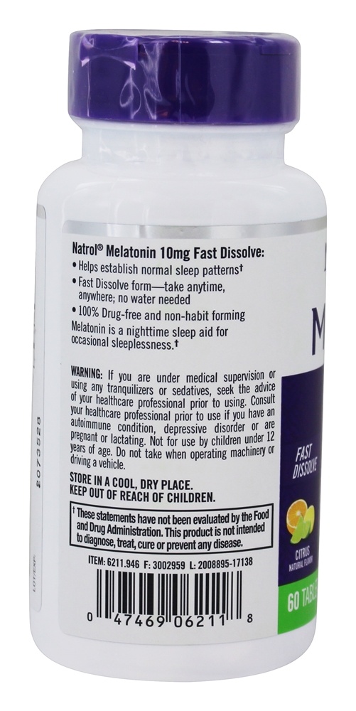 Melatonina para Sono Dissolução Rápida Sabor Cítrico 10 mg. - 60 Tablets Natrol - Imagem 3