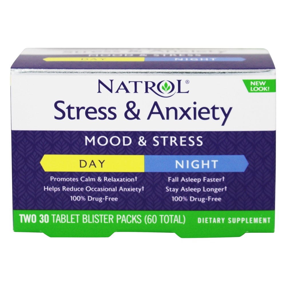 Estresse & Ansiedade Fórmula para Dia & Noite Fornecimento de 30 Dias - 60 Tablets Natrol