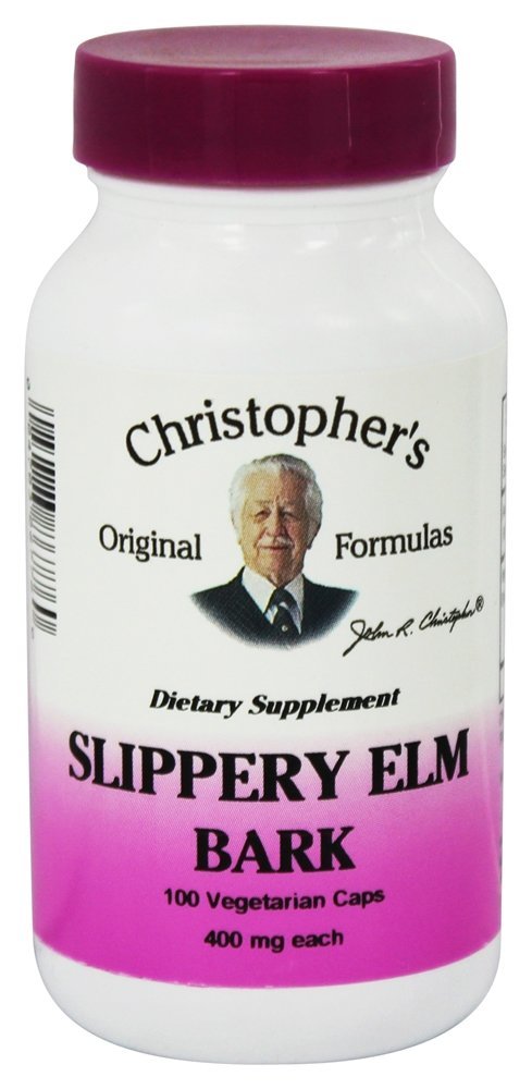 Casca de Elm escorregadio 425 mg. - Cápsulas vegetarianas 100 Dr. Christopher's Original Formulas