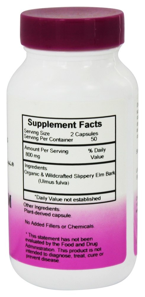 Casca de Elm escorregadio 425 mg. - Cápsulas vegetarianas 100 Dr. Christopher's Original Formulas - Imagem 2