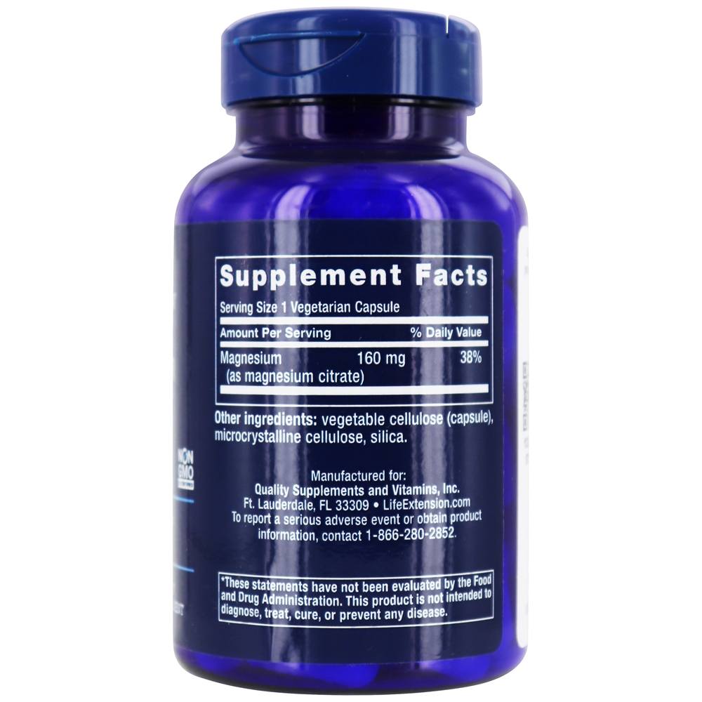 Citrato de Magnésio 160 mg. - Cápsulas vegetarianas 100 Life Extension - Imagem 2
