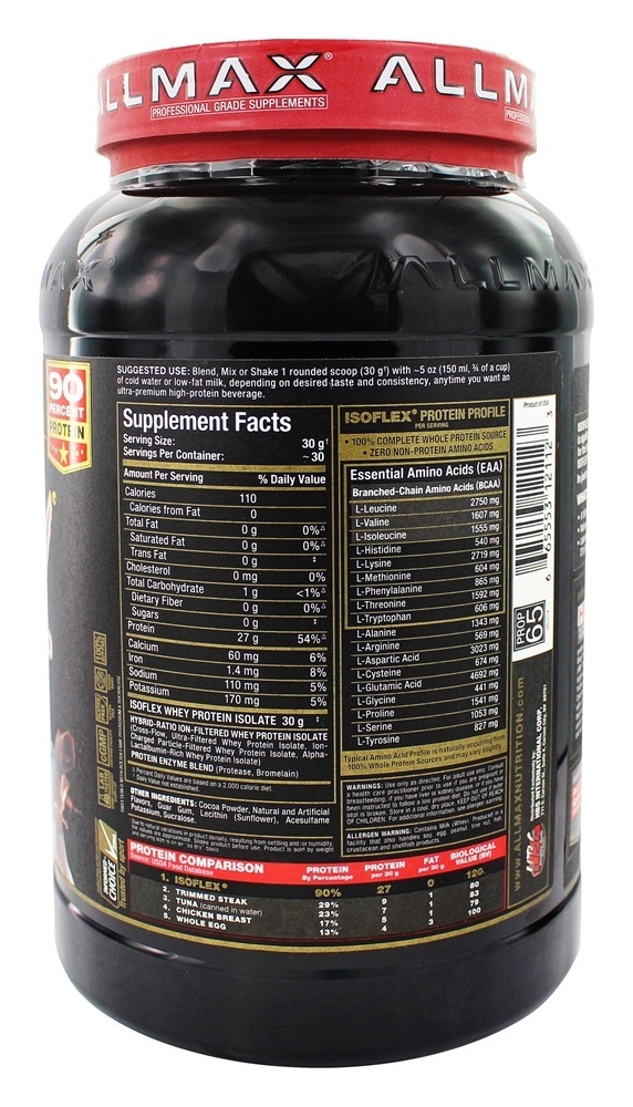 IsoFlex Pure Proteína Whey Isolada de Chocolate - 2 lbs. AllMax Nutrition - Imagem 2