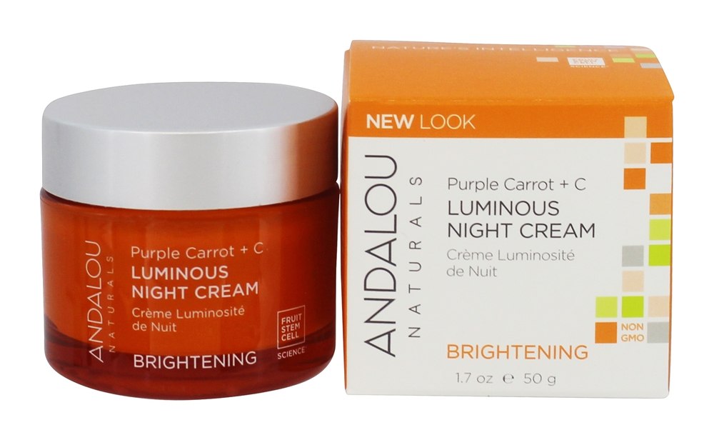 Cenoura Roxo Iluminante + C Creme Facial Luminoso Noturno - 1.7 oz. Andalou Naturals