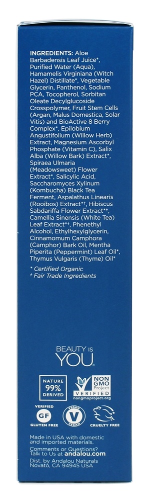 Will Bark Pure Toner Pore - 6 fl. oz. Andalou Naturals - Imagem 2