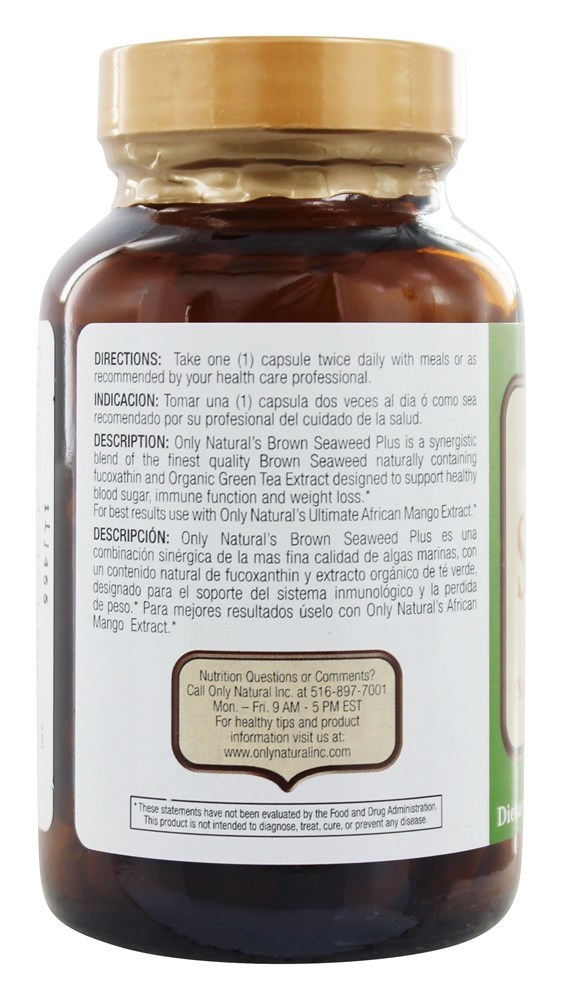 Seaweed Marrom Plus 700 mg. - Cápsulas vegetarianas 60 Only Natural - Imagem 3