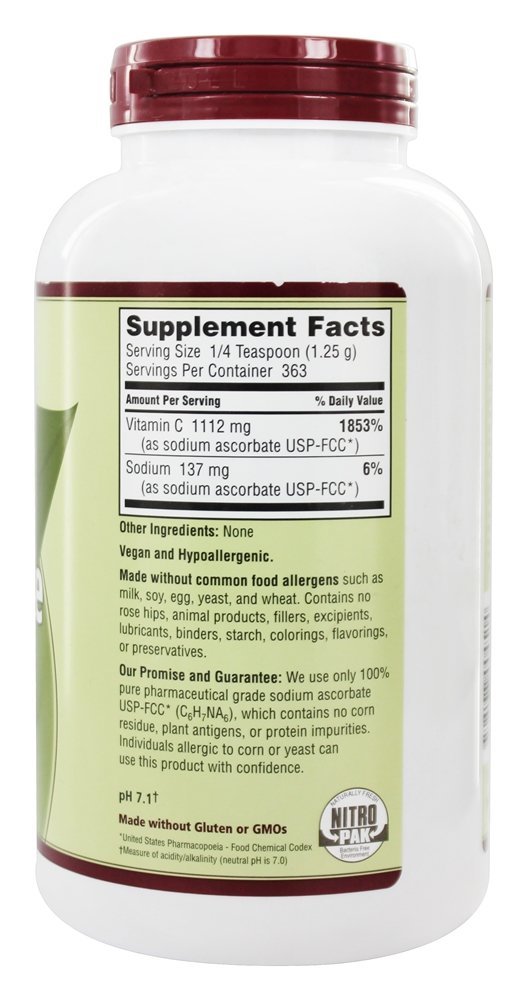 Ascorbato de sódio tamponado em pó cristalino - 16 oz. Nutribiotic - Imagem 2